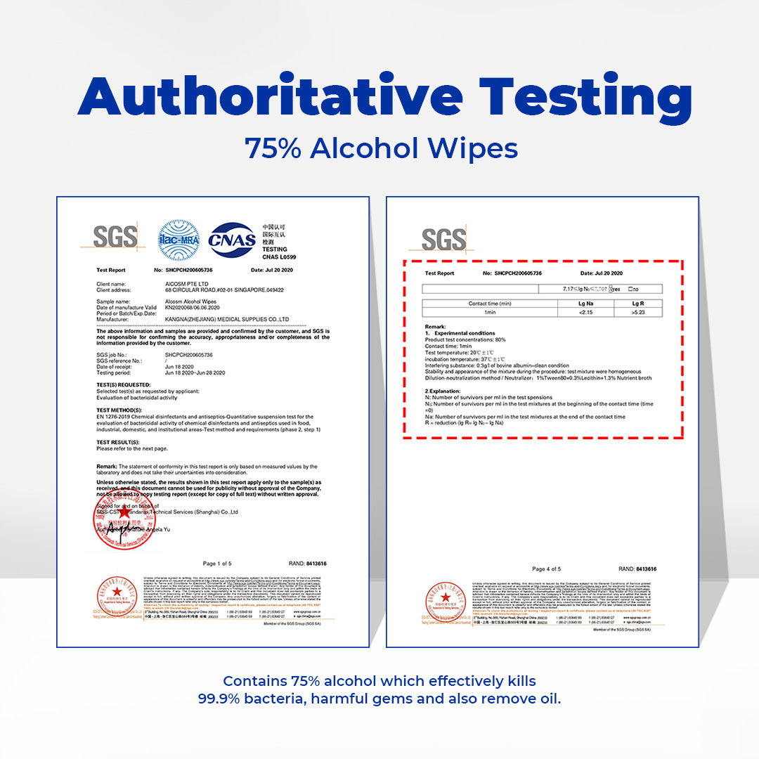 Alcean 75% Classic Alcohol Wipes - 10 Wipes x 6 Packs