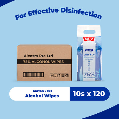 [Carton] Alcean 75% Classic Alcohol Wipes - (10 Wipes x 120 Packs)